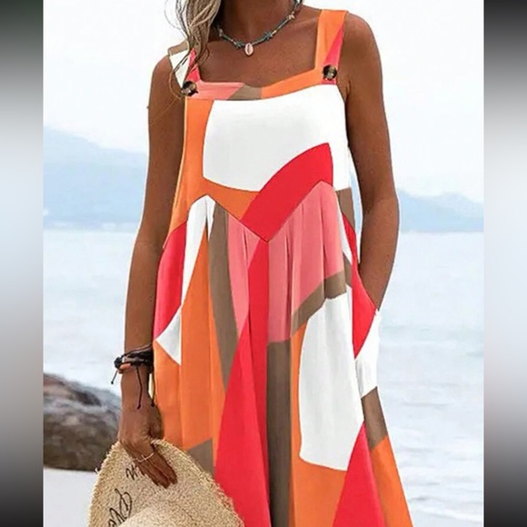 Boho color block wide leg jumpsuit - Picture 3 of 3